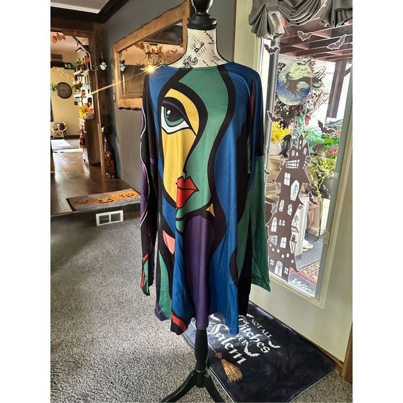 NWT, abstract, lightweight sweatshirt, material dress/tunic . Cotton says 3x on - Picture 2 of 12